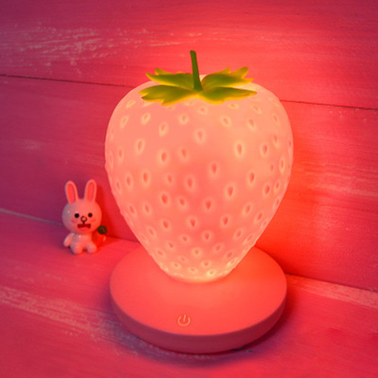 Creative Strawberry Night Lamp, USB Charging, Bedside Decorative Atmosphere Lamp, Unique LED Silicone Eye Protection Desk Lamp