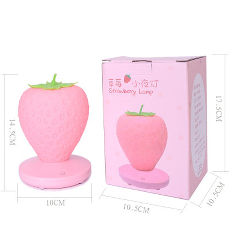 Creative Strawberry Night Lamp, USB Charging, Bedside Decorative Atmosphere Lamp, Unique LED Silicone Eye Protection Desk Lamp