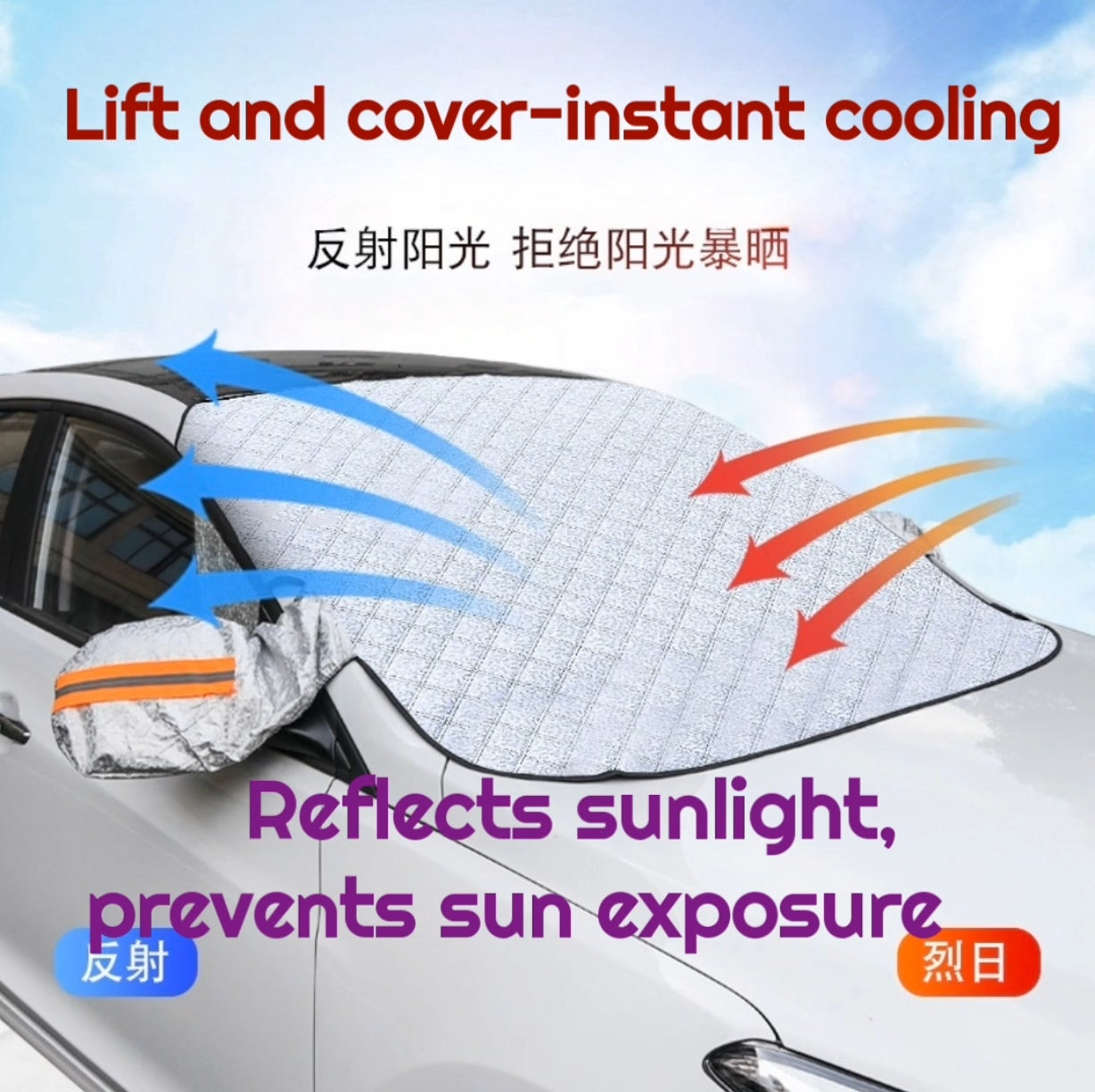 Car windshield cover in winter--Anti-frost & anti-freeze sunshade/snow windshield cover