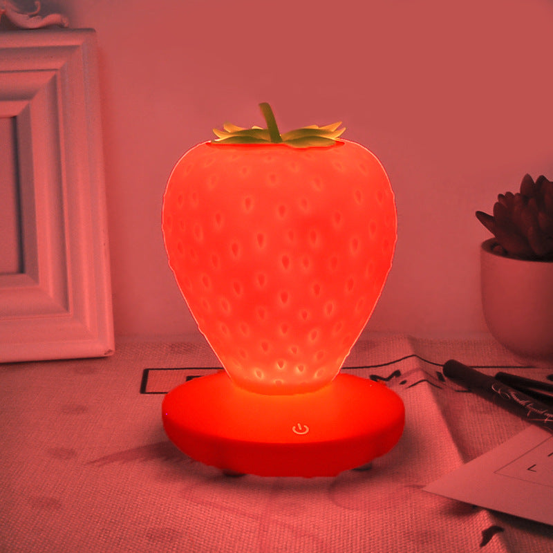Creative Strawberry Night Lamp, USB Charging, Bedside Decorative Atmosphere Lamp, Unique LED Silicone Eye Protection Desk Lamp