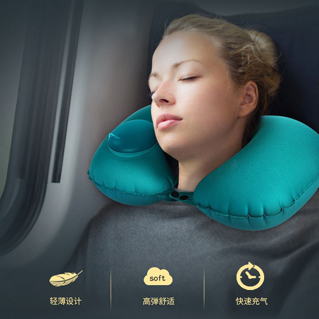 Inflatable U-shaped pillow, multiple usage for headrest, for neck and pelvic, travel pillow & cushion