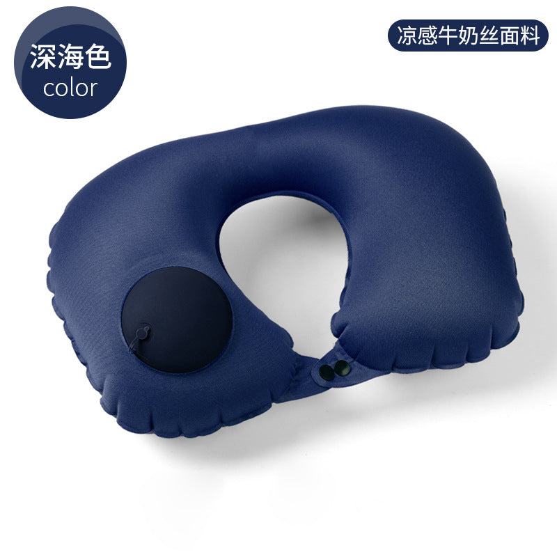 Inflatable U-shaped neck pillow, head rest and pelvic pillow