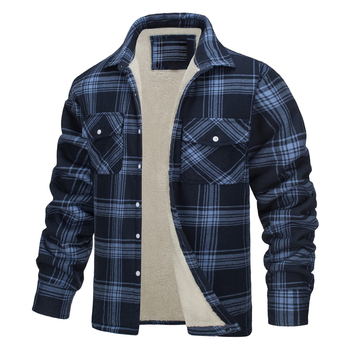 American & European Style Men's long-sleeved Lapel Plaid Patten, Thickened Jacket