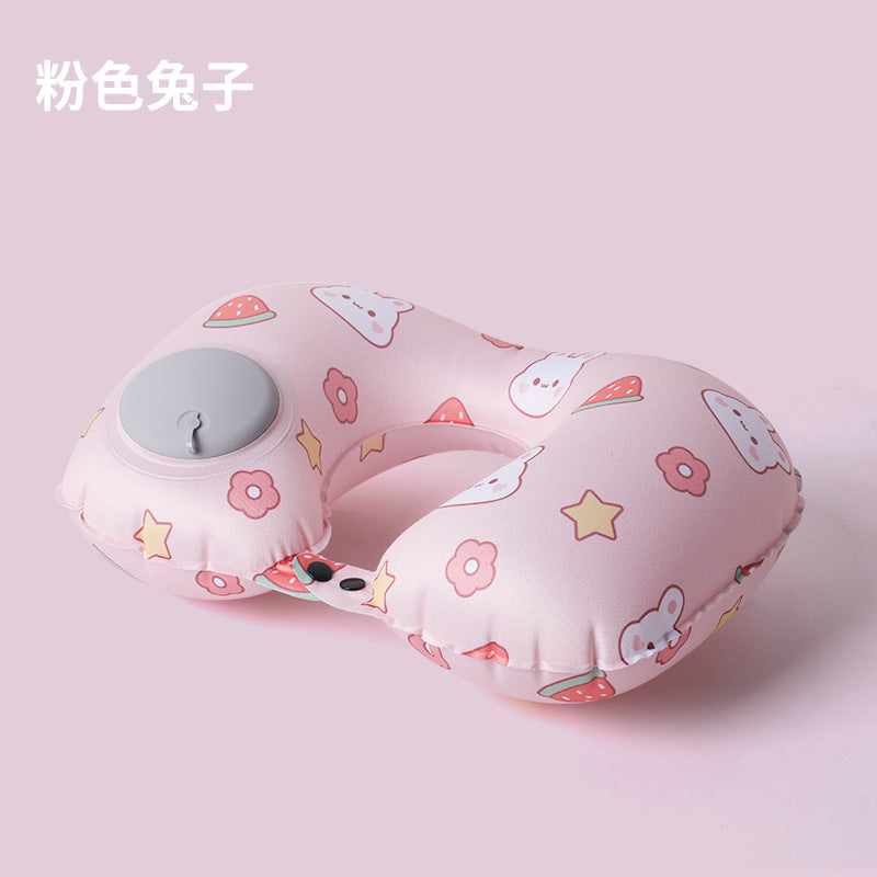 Inflatable U-shaped neck pillow, head rest and pelvic pillow