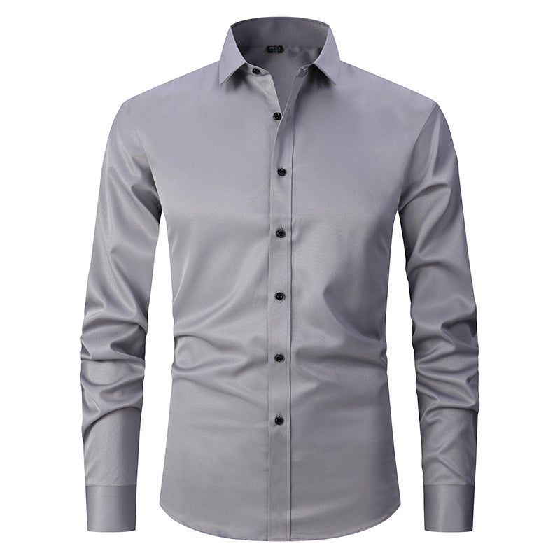 Hot selling men's long-sleeved seamless ironing business casual shirt