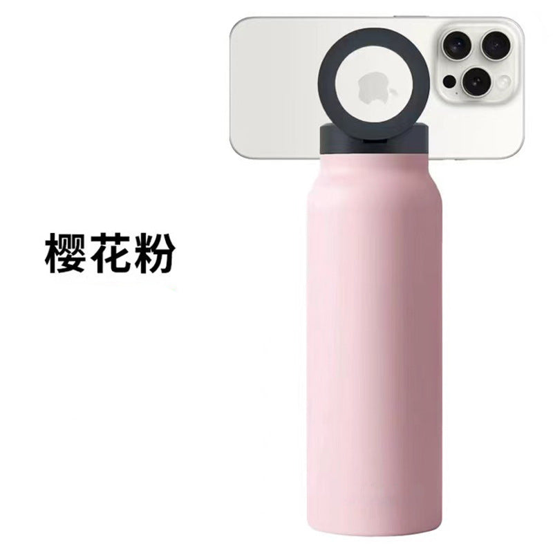 Hot-selling 24oz32oz magnetic suction mobile phone holder sports water bottle 304 stainless steel thick insulation cup