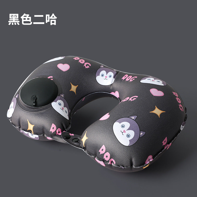 Inflatable U-shaped neck pillow, head rest and pelvic pillow