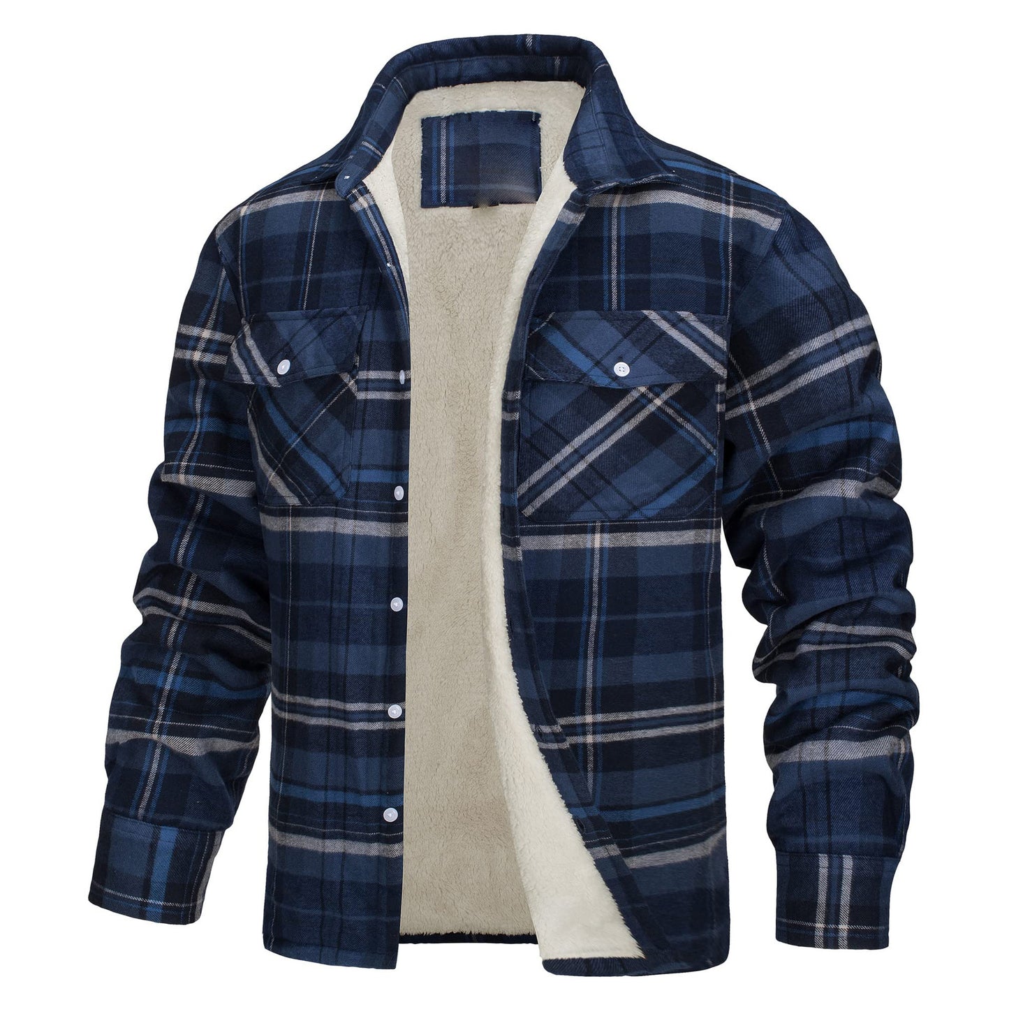 American & European Style Men's long-sleeved Lapel Plaid Patten, Thickened Jacket