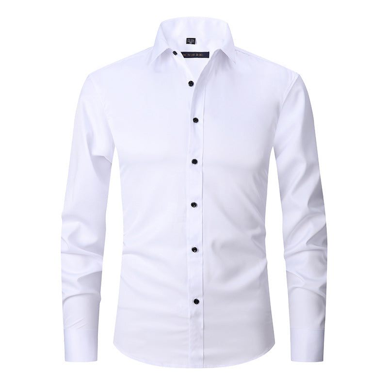 Hot selling men's long-sleeved seamless ironing business casual shirt