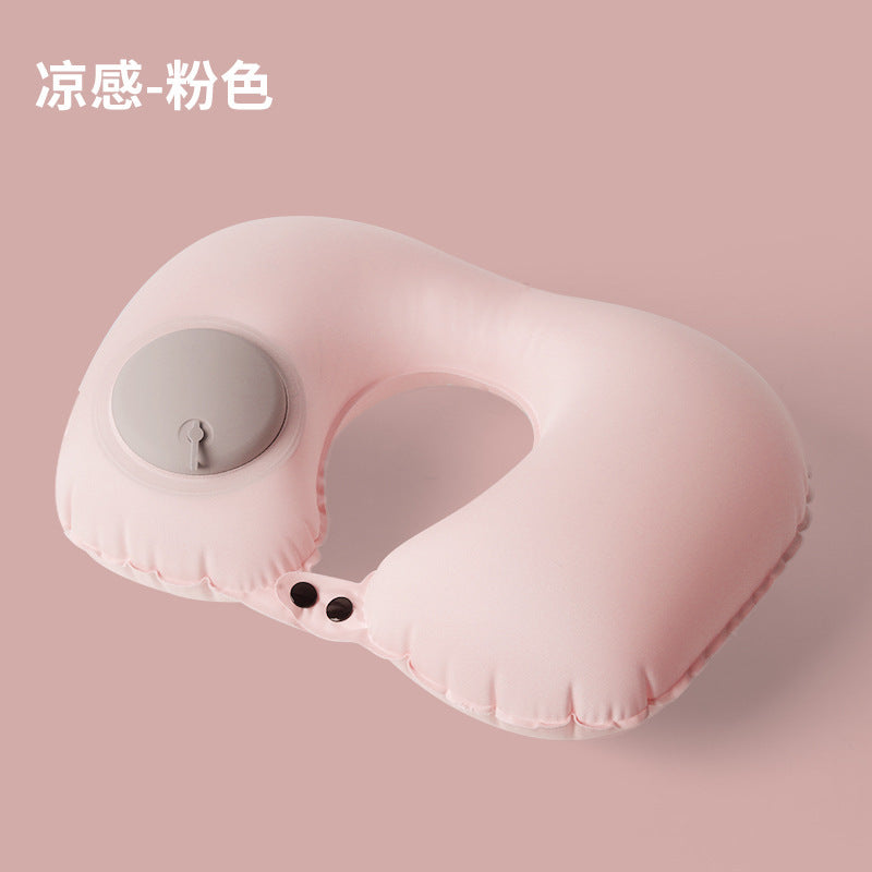 Inflatable U-shaped neck pillow, head rest and pelvic pillow