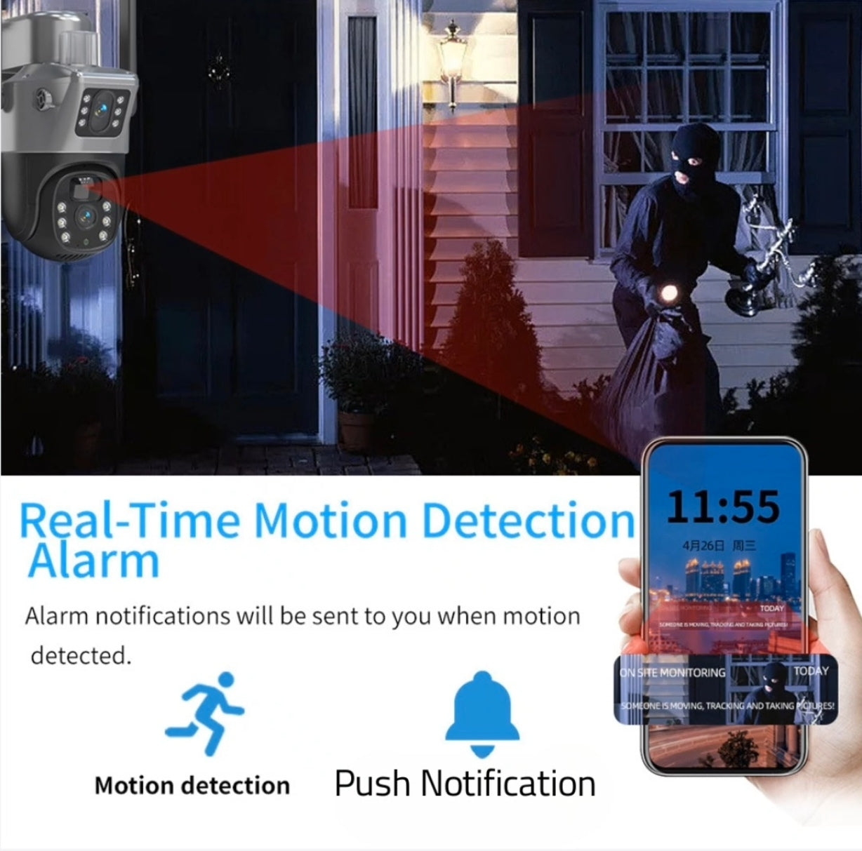 V380 Solar camera, 360 Degree, Waterproof, Mobile Phone Remote Control, indoor and outdoor NIGHT vision HD