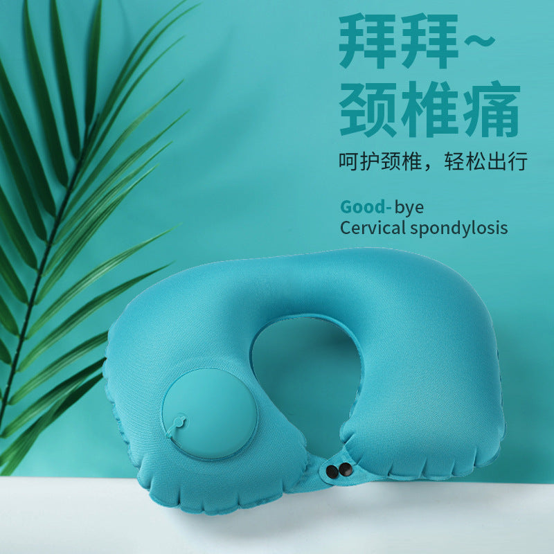 Inflatable U-shaped neck pillow, head rest and pelvic pillow