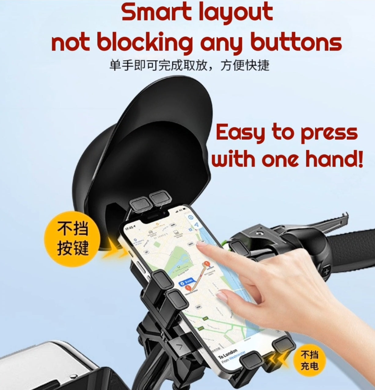 Mobile phone holder with cute waterproof helmet for motorcyclist and bicyclist