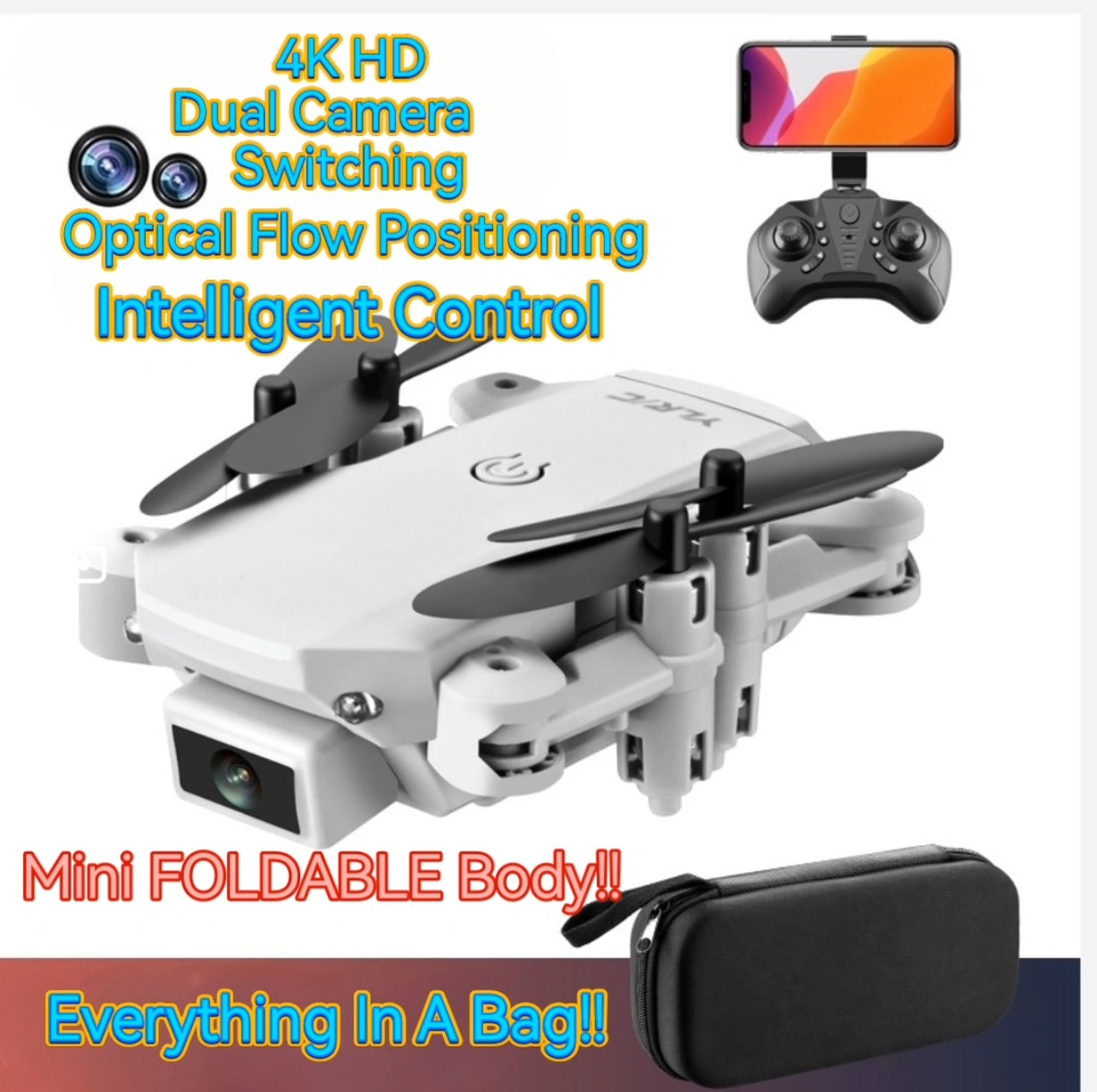 S66 Mini Folding Remote Control Drone, 4K Dual Camera HD Aerial Quadcopter