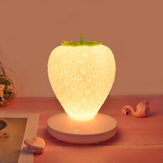 Creative Strawberry Night Lamp, USB Charging, Bedside Decorative Atmosphere Lamp, Unique LED Silicone Eye Protection Desk Lamp