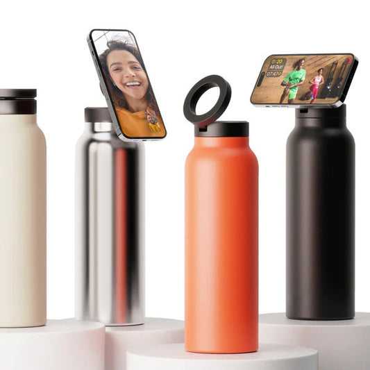 Hot-selling 24oz32oz magnetic suction mobile phone holder sports water bottle 304 stainless steel thick insulation cup