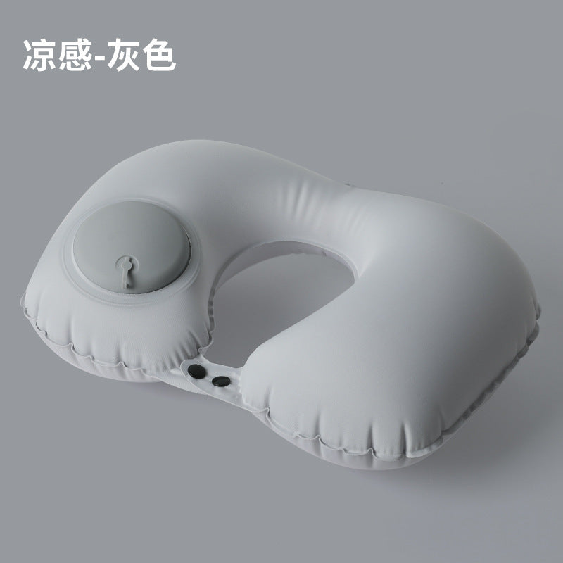 Inflatable U-shaped neck pillow, head rest and pelvic pillow