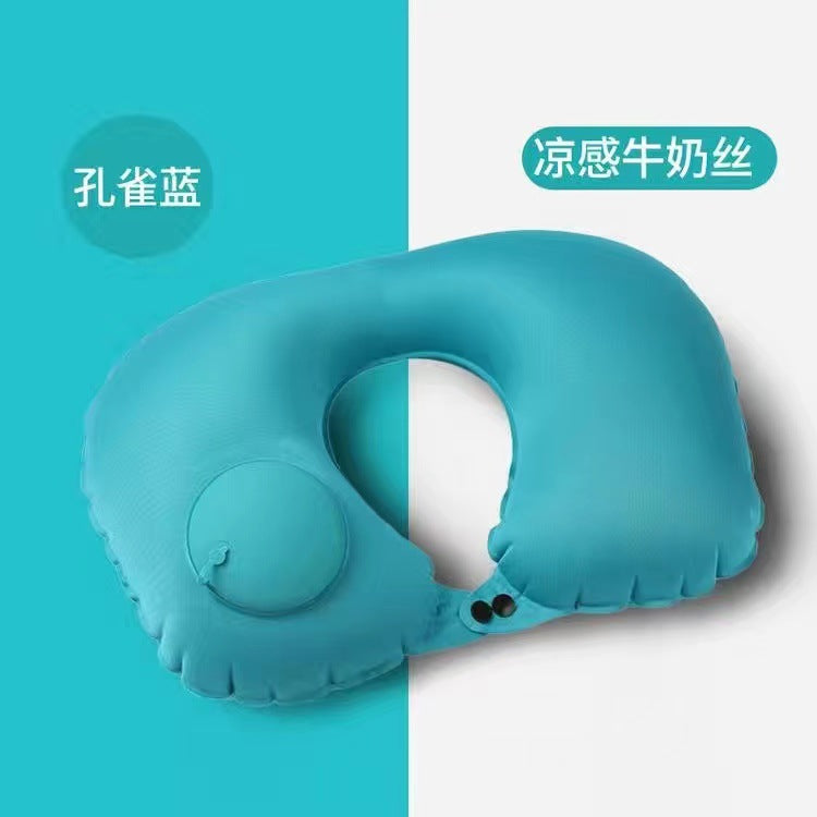 Inflatable U-shaped neck pillow, head rest and pelvic pillow