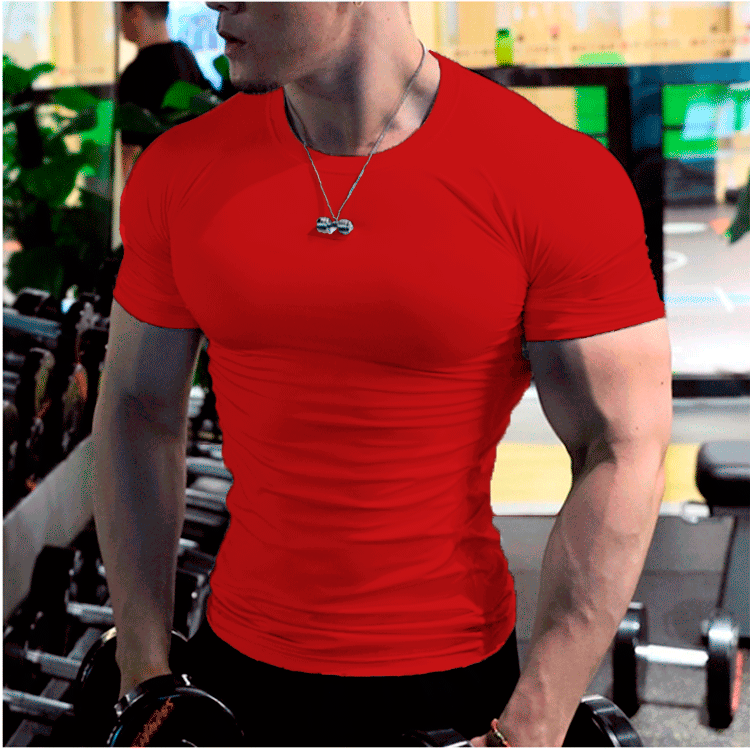 Men's fitness clothing, Gym & Summer sports, Quick-drying, Sweat-absorbent Elastic Tights Short-sleeved Training T-shirt, Running Shirts