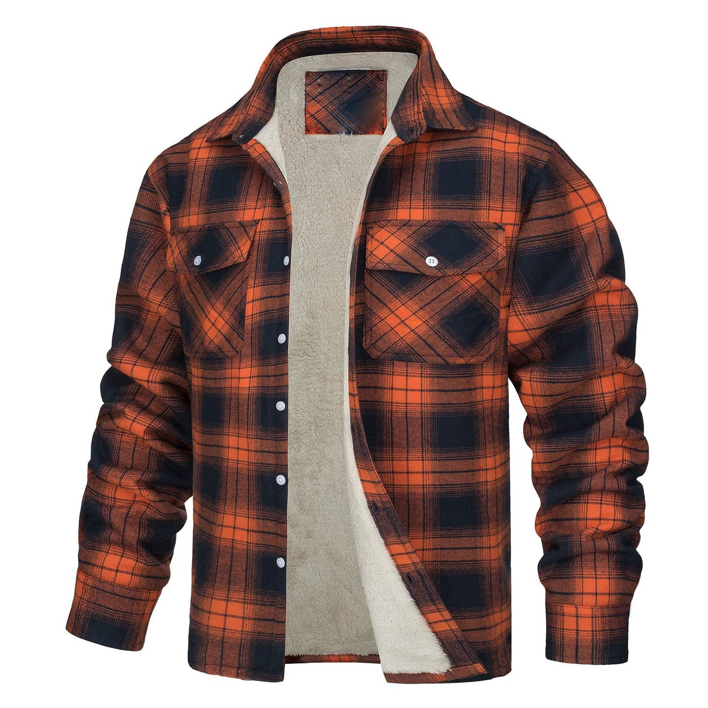 American & European Style Men's long-sleeved Lapel Plaid Patten, Thickened Jacket