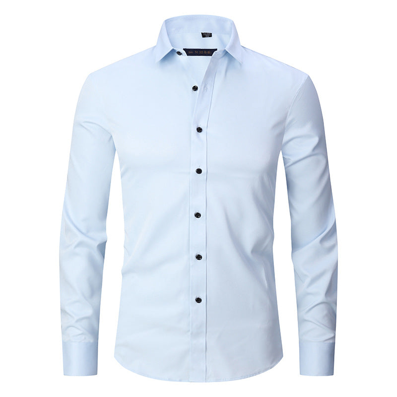 Hot selling men's long-sleeved seamless ironing business casual shirt