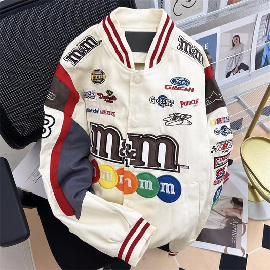 American MM Bean Baseball Jacket, Men's and Women's Trendy Hip-Hop & Motorcycle Jacket