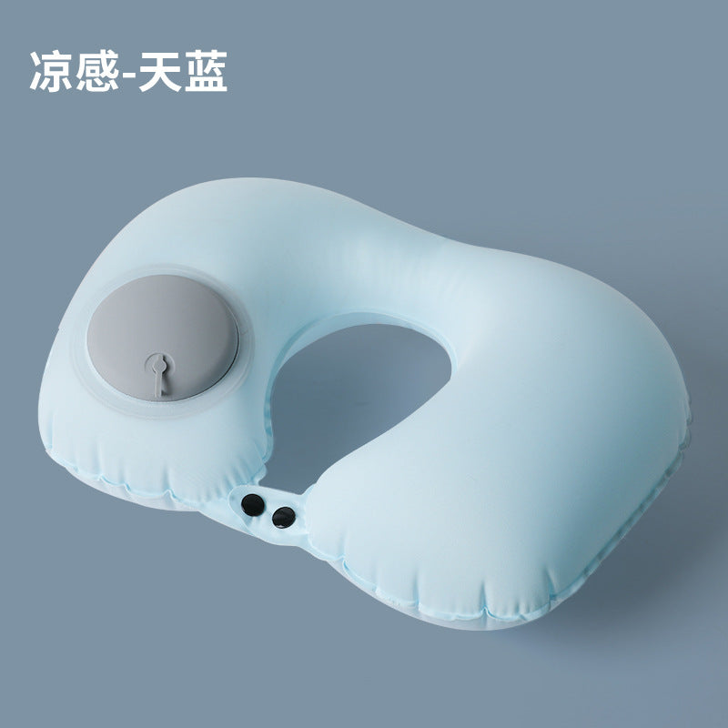 Inflatable U-shaped neck pillow, head rest and pelvic pillow