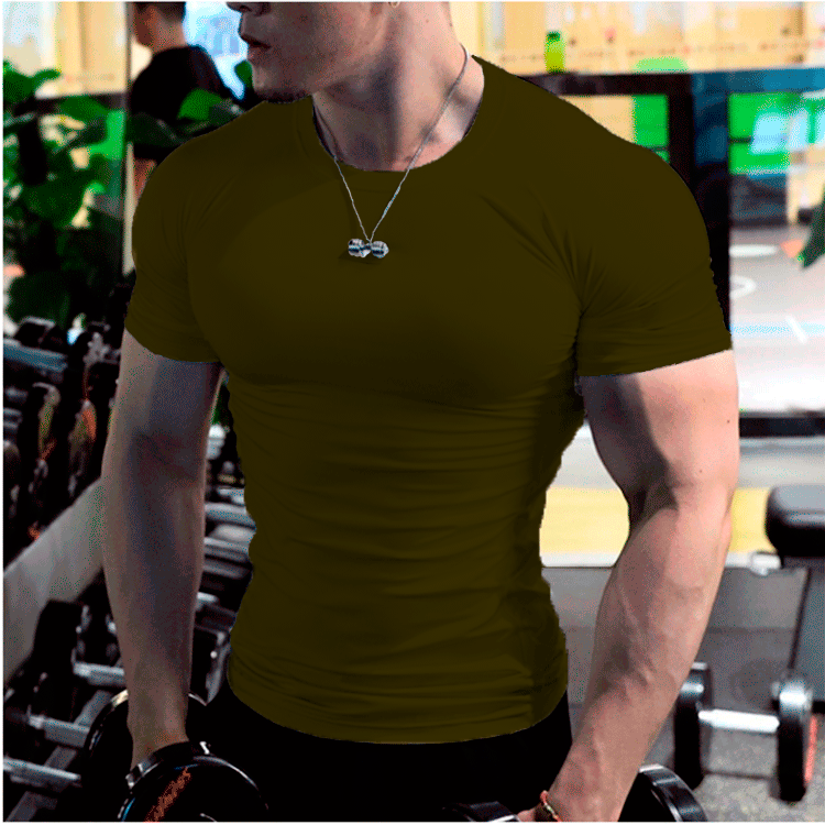 Men's fitness clothing, Gym & Summer sports, Quick-drying, Sweat-absorbent Elastic Tights Short-sleeved Training T-shirt, Running Shirts