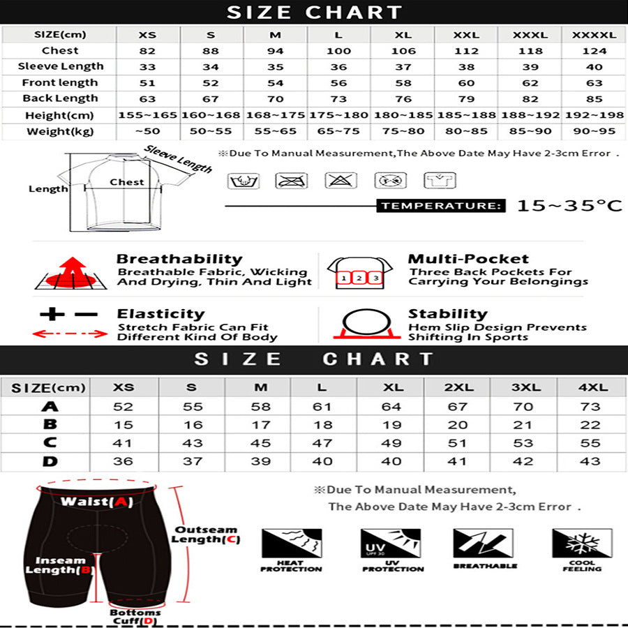 Cycling clothing, short-sleeved cycling shirt and pants, unisex road cycling suit, quick-drying