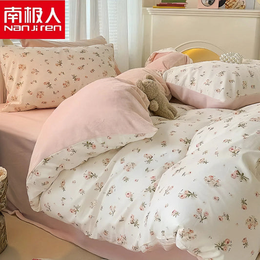 Beautiful soft washed cotton bedding 4pc sheet set