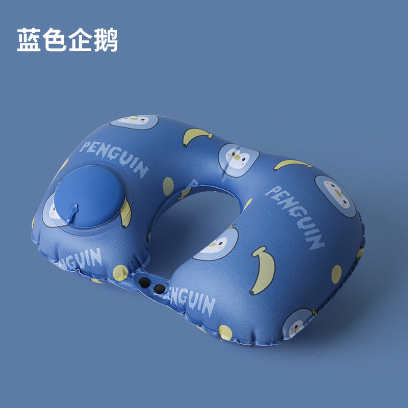 Inflatable U-shaped neck pillow, head rest and pelvic pillow