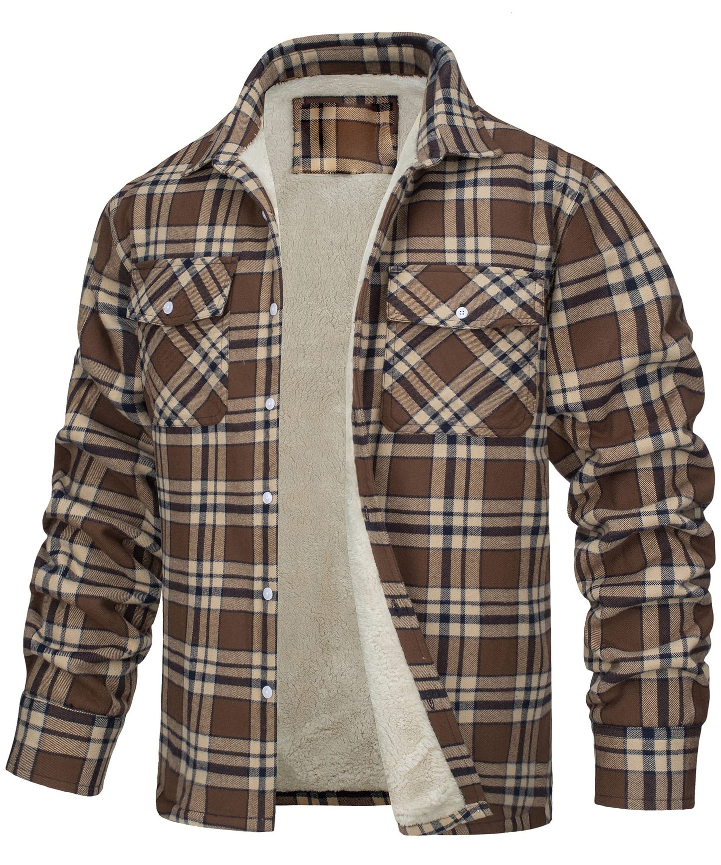 American & European Style Men's long-sleeved Lapel Plaid Patten, Thickened Jacket
